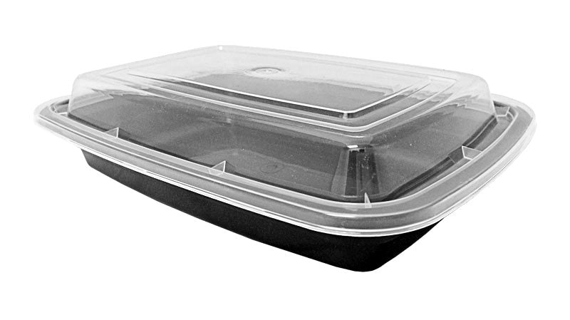 12 oz Black Microwavable Container with Clear Lid 150/cs