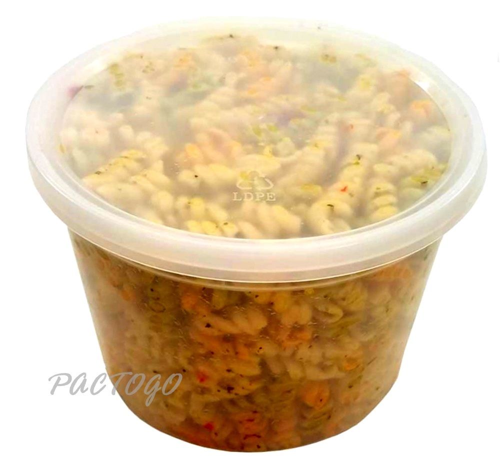 Round Food Containers Plastic Clear Storage Tubs with Deli Pots