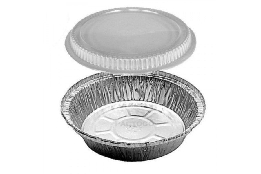 6 Disposable Round Aluminum Foil Food Pans with Clear Dome Lids