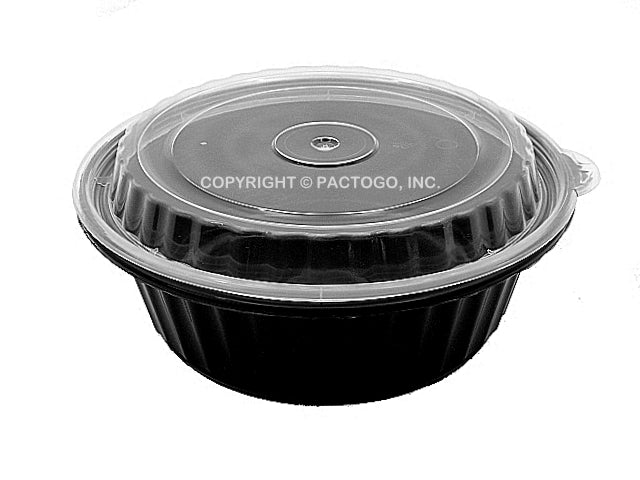 Case of 32oz 7inch Black Round Microwavable Container with Clear Lid –  OnlyOneStopShop