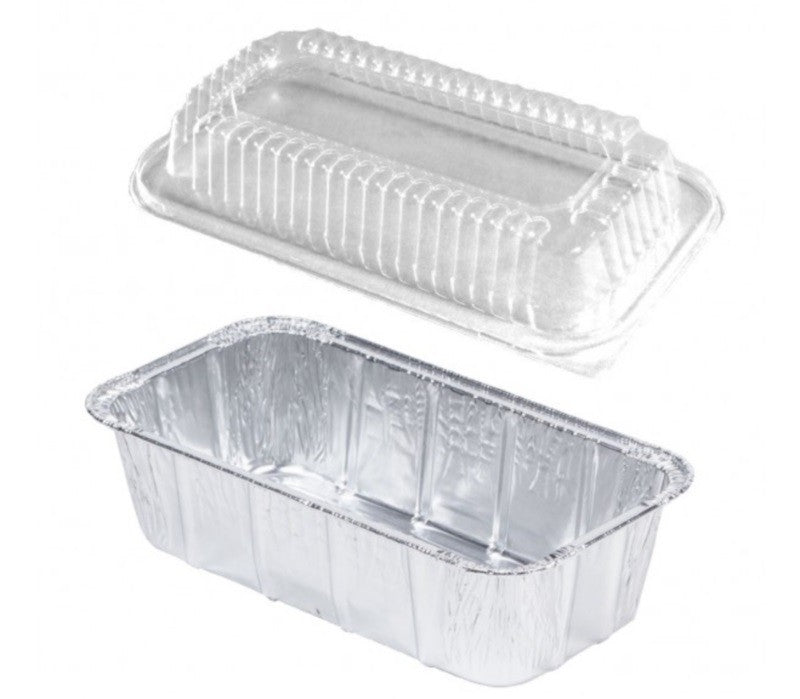 Durable 1 lb. Holiday Aluminum Foil Mini-Loaf Pan With High Dome Lid 50/PK