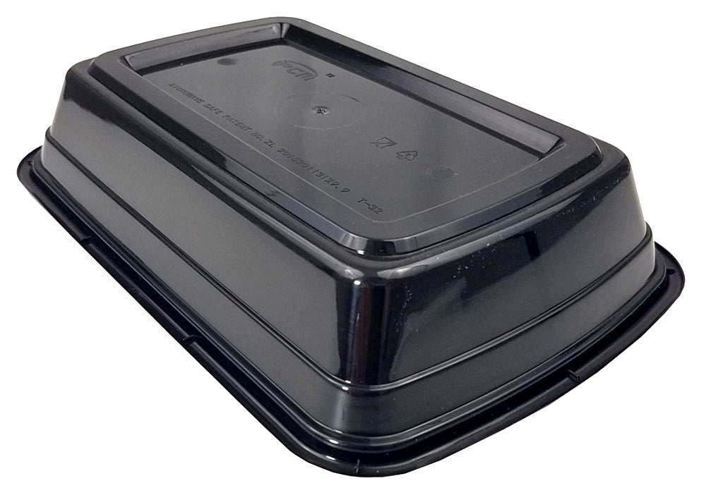 32 oz. Rectangular 2-Compartment Black Container w/Lid Combo 50/PK –