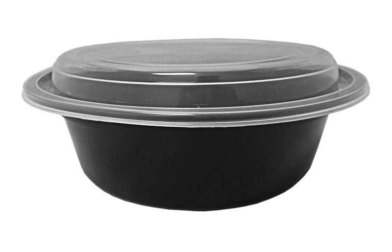 BULK* 32oz 7inch Black Round Microwavable Container with Clear Lid –  OnlyOneStopShop