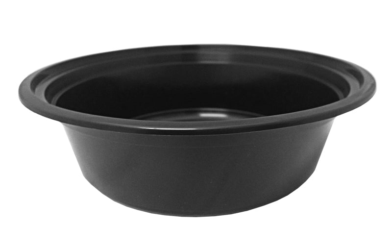 32 oz Plastic To Go Bowls with Lids Black 150 Set