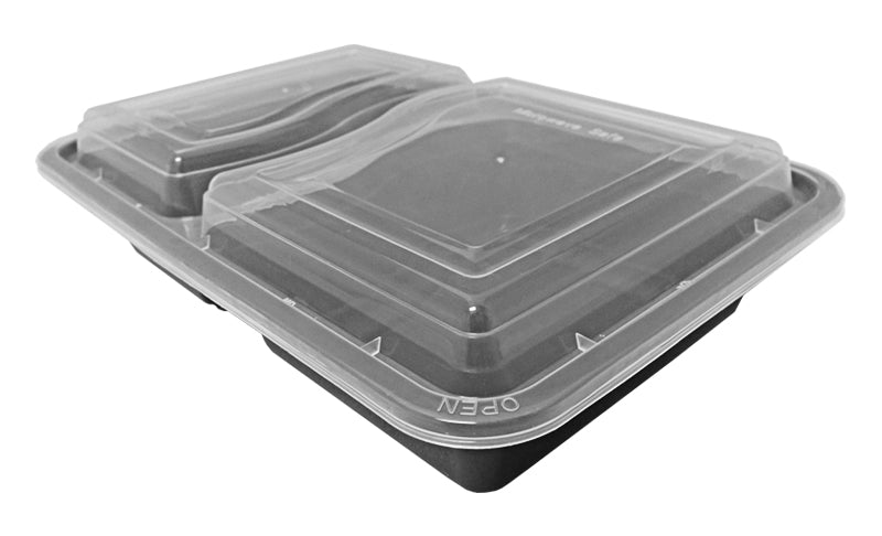 AHD Rectangular Black Plastic Container Set 28 oz. (006) - 150/Case 