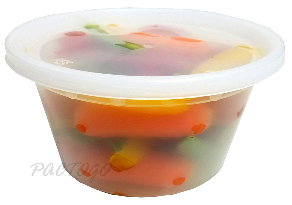 12oz Round Clear Plastic Deli Food/Soup Restaurant Storage Container Cup w/  Lids