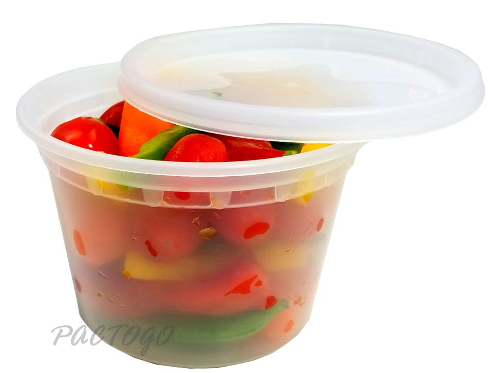 16 oz Microwavable Translucent Plastic Deli Container and Lid