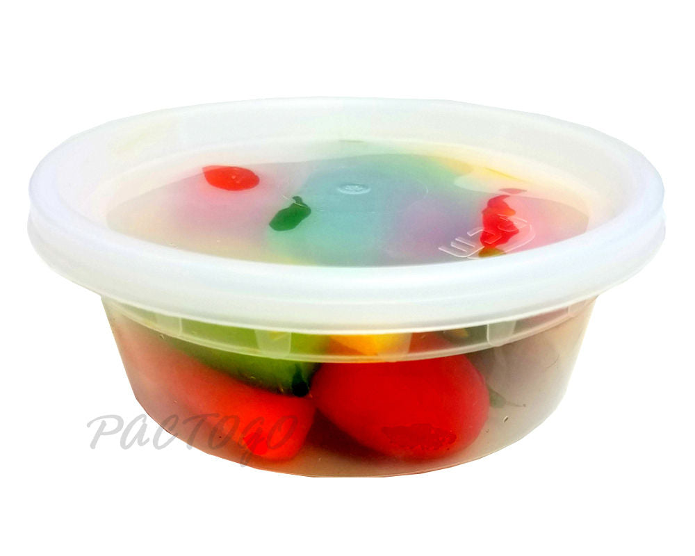 8 oz Deli Plastic Food Microwavable Storage Containers With Lids BPA FREE