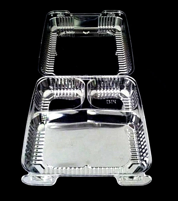 Choice 9 x 9 x 3 Microwavable 1-Compartment Black / Clear Plastic Hinged  Container - 25/Pack