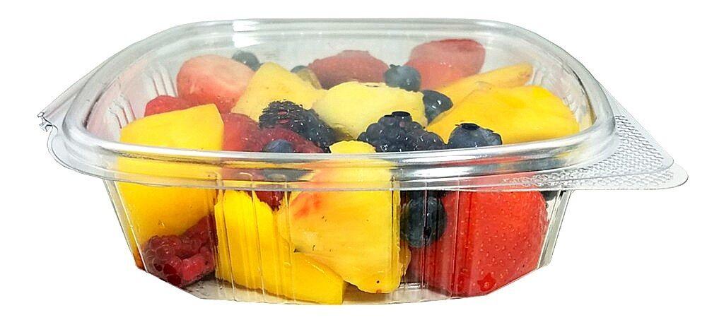 16 oz. Clear Shallow Hinged Lid Deli Container RPET Take Away Fast