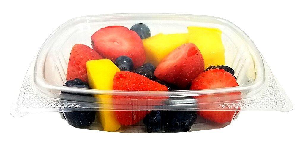 Choice 4 oz. Clear RPET Hinged Deli Container - 50/Pack