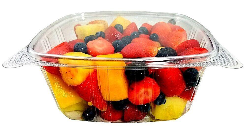 Choice 64 oz. Clear RPET Hinged Deli Container - 200/Case